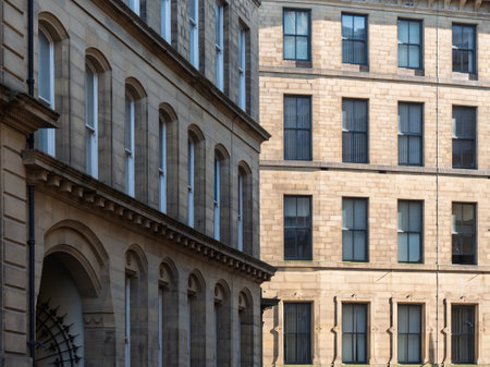 Tall 19th century neoclassical buildings in the Bradford Little Germany Districtの写真素材