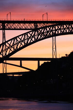 Portugal: View of Dom Luis Bridge in Portoの写真素材