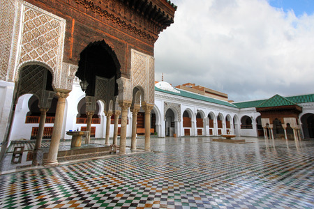 In the Mosque of al-Qarawiyyin of Fes in Moroccoのeditorial素材