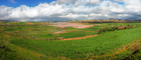 Landscape in the plains of Fez in Moroccoの写真素材