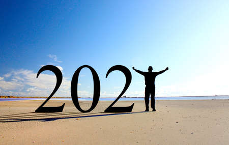 Free man on the beach 2021の写真素材