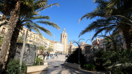 Central place in the old city of Valencia - Spainの写真素材