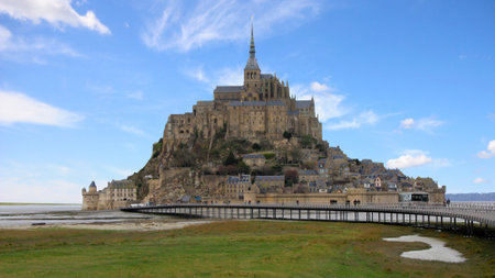 Mont Saint Michel in Normandy Franceの写真素材