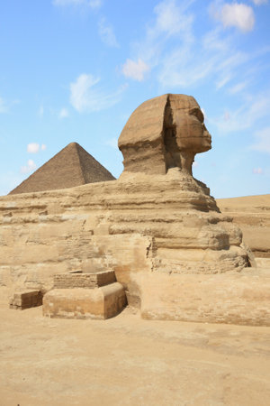 Sphinx and Pyramid of Giza in Cairo - Egyptの写真素材