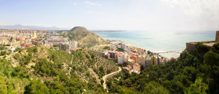Nice view of Alicante in Spain, from historic Santa Barbara Castleの写真素材