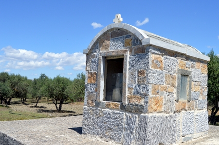 Small sanctuary in the campaign on the island of Crete in Greece.の写真素材