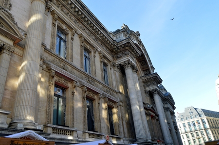 Facade of the building of the stock exchange in Brussels in Belgiumのeditorial素材