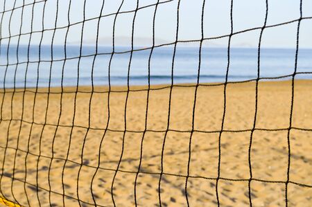 Soccer net on the sand of Amoudara beach in Creteの写真素材
