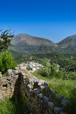 View of the green countryside of the island of Crete in Greeceの写真素材