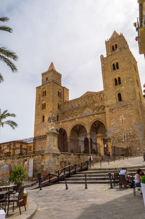 Cefalu,Sicile,Europe-05/06/2018.Exterior view of Cefalu Cathedral in the city of the same name in northern Sicilyのeditorial素材