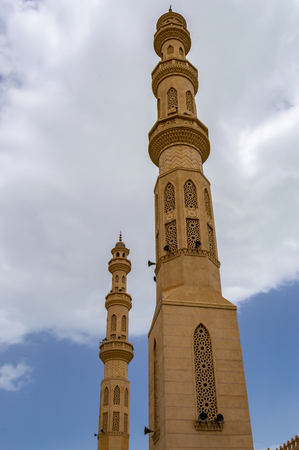 View of the minarets of the Al Mina Masjid Mosque in the port city of Hurghada in Egyptの写真素材