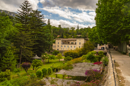 View of La Granja de Esporles the museum of tradition and history of Majorca, Museum retracing the cultural history of the region in 17th century manor house with restaurant and gardensのeditorial素材