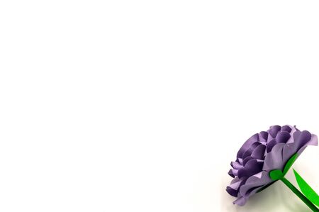 Purple flower paper on isolated background with clipping path. Origami flower for your design.の写真素材