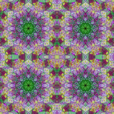 Seamless abstract pattern, symmetrical, intricate and colorfulの写真素材