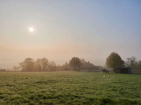 Beautiful Landscape at a cloudy morning sunriseの写真素材