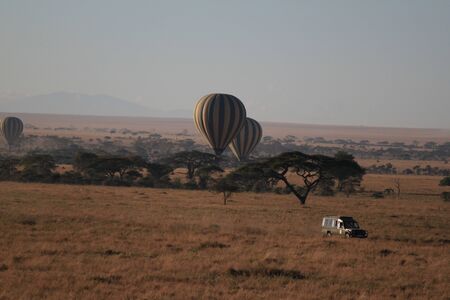 SAFARI EN MONTGOLFIERE SERENGETI PARK TANZANIE - SAFARI SERENGETI PARK BALLOONINGの写真素材