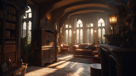 Cozy wooden living room in a classic styleの素材