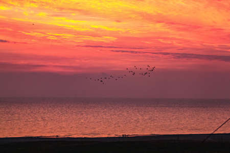 Qinghai Lake Heima River in the early morning, about to sunriseの写真素材