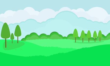 Nature landscape vector design. Flat background with tree and blue sky.のイラスト素材
