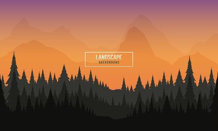 Natural background with mountains landscape in  thick forest and sunset concept.のイラスト素材