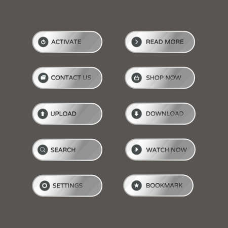 Set of modern material style buttons for website, mobile app and ui.