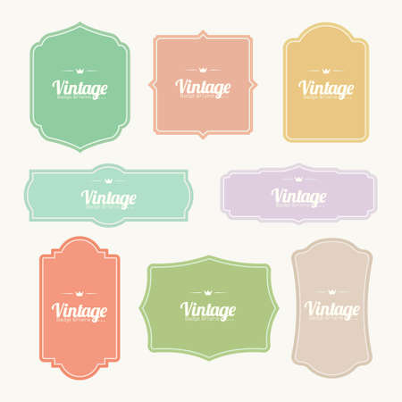 Set of retro frame and badges vector design with multi color.のイラスト素材