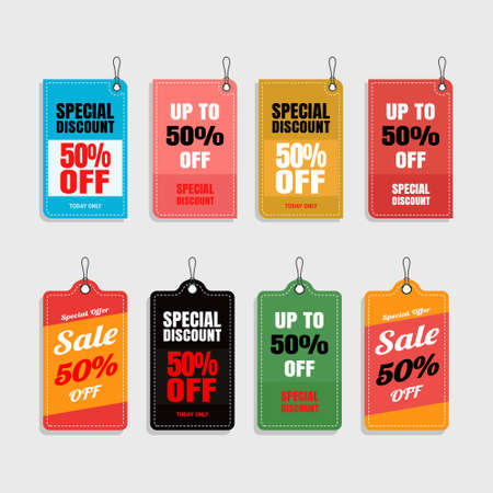 Sale price tags and discount label for advertising vector design.のイラスト素材