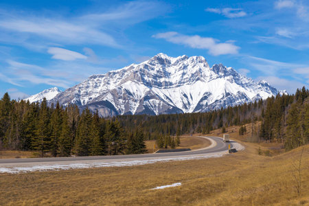 The TransCanada Highway Leading into Banff National Park.の写真素材