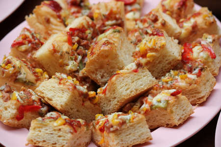 a group of pizza mini の写真素材