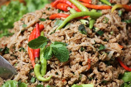 Thai Spicy minced vegetable salad の写真素材