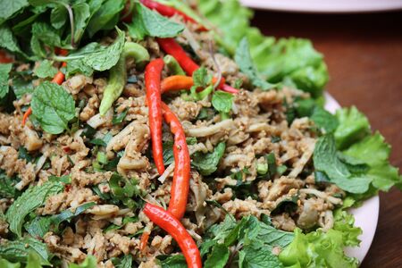 Thai Spicy minced vegetable salad の写真素材