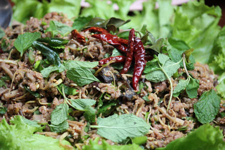 Thai Spicy minced vegetable salad の写真素材