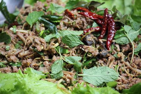 Thai Spicy minced vegetable salad の写真素材