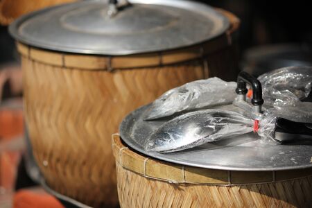 steaming Sticky riceの写真素材