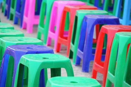 multi color of plastic chairの写真素材