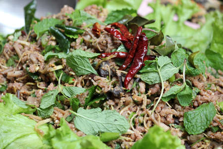 Thai Spicy minced vegetable salad の写真素材