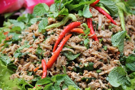 Thai Spicy minced vegetable salad の写真素材