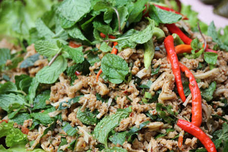 Thai Spicy minced vegetable salad の写真素材