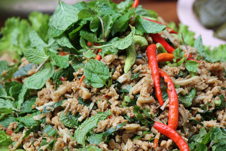 Thai Spicy minced vegetable salad の写真素材