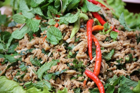 Thai Spicy minced vegetable salad の写真素材