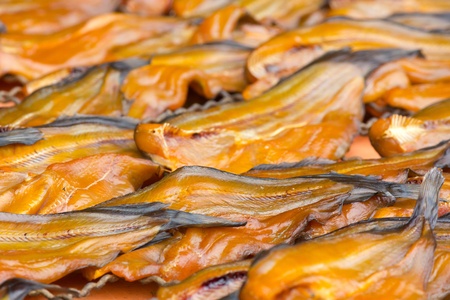 Dried fish in market for saleの写真素材