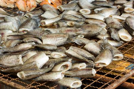 Dried fish in market for saleの写真素材
