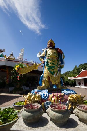 Standing Guan-gong statue , Songkhla province , Thailand の写真素材