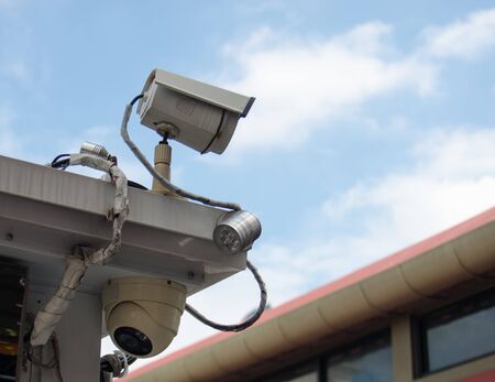 CCTV installed on the roof of the building. To record various events and used in security work.