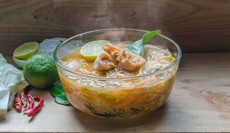Thai sukiyaki seafood soup.の写真素材