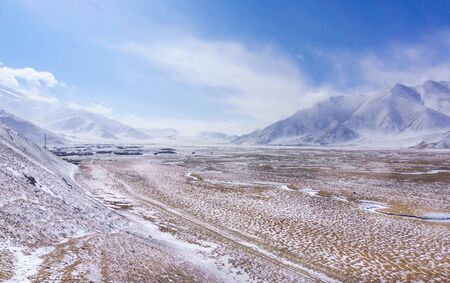 Landscape and snow mountain background.の写真素材