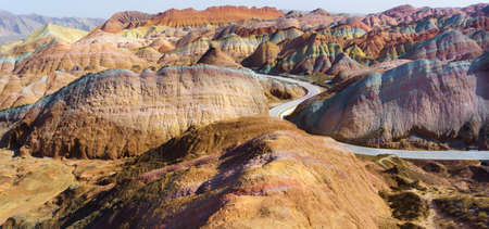 Rainbow mountain or Candy mountain at China.の写真素材