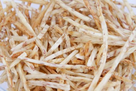 close up taro stick in thai styleの写真素材