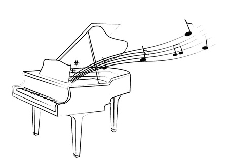 the sketch of piano with melodyのイラスト素材