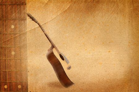 Guitar on old paper の写真素材